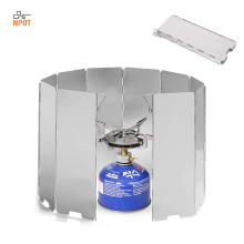 Folding Outdoor Stove Windscreen 10 Plates Aluminum Camping Stove Windshield with Carrying Bag